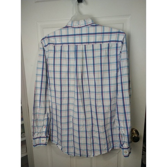 tommy hilfiger Long Sleeve White Blue Red Plaid Pocket Button Shirt. Size L - Picture 10 of 10